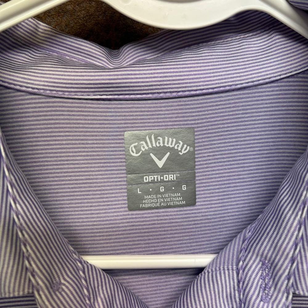 Callaway Opti-Dry Purple Gray Golf Polo Pickleball Stripe Lightweight Mens Large